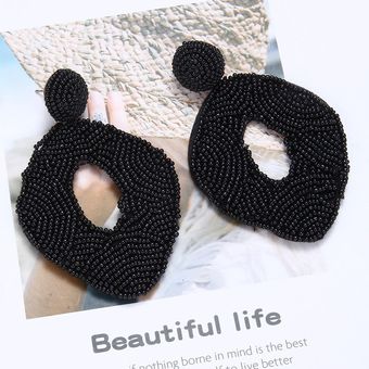 Royalbeier Boho Pendientes De Cuentas Negras Pendientes A De 