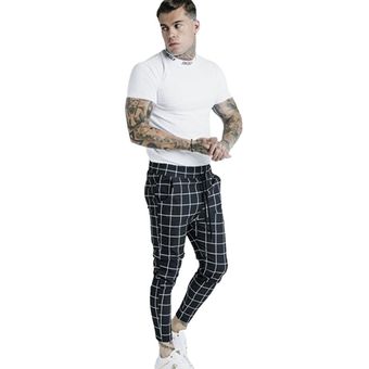 Sik de seda de los hombres pantalones de Fitness pantalones primavera elástica culturismo entrenamiento pantalones pista pantalones hombres camisetas pantalones de chándal #white-20 