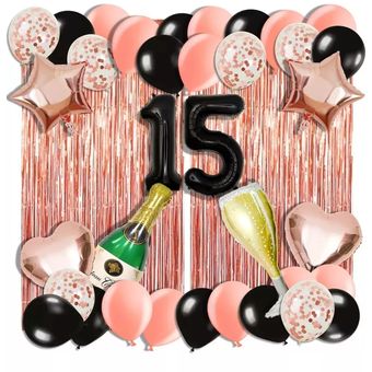 Globo de cumpleaños con número de corazón de oro rosa, 18 años, decoración  de fiesta de cumpleaños, Casa Fiesta