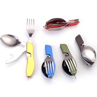 Camping al aire libre para acampar cuchillo herramientas de vajilla plegable y desmontable combinada acero inoxidable tenedor cuchillo viaje viaje 