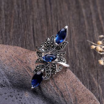 Anillo De Boda Anillo De Circonio Azul Exquisito Año Nuevo 
