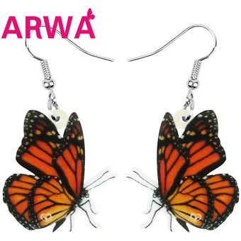 Hermosos Y Arwa Aretes De Mariposa Monarca Naranja Acrílico 