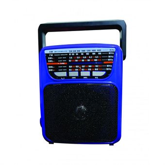 RADIO PORTATIL FM DE 3 BANDAS CON LINTERNA USB/SD/BATERIA RECARGABLE BLUE