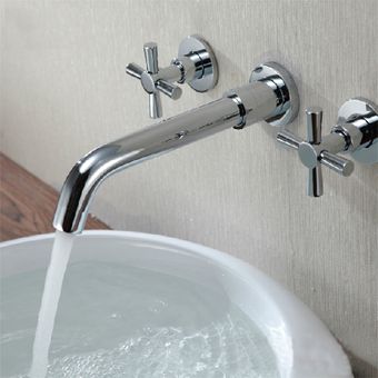 grifo de agua cromad Grifo de fregadero de cocina de baño en la pared 