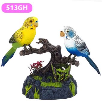 modelo de decoración para niños juguete para regalo Urraca pájaro que se mueve Simulación de pájaro eléctrico activada por voz para pareja loro y ave mascota 