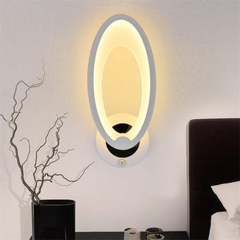 Acrílico LED moderno dormitorio de noche la lámpara de pared del pasillo del hotel Bar Se enciende con el interruptor redondo de acrílico LED de noche dormitorio lámpara de pared moderna simple pasillo Corredor Luces-Dark Ash 