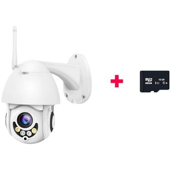 cámaras de vigilancia en casa CCTV Cámara de seguridad WiFi IP-cámara PTZ inalámbrica impermeable al aire libre de 1080P con visión nocturna #plus 16g c10 card 