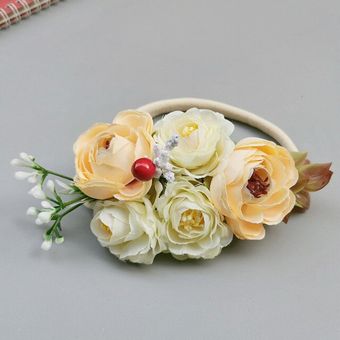 Cabello Dulce Bebé Con Flores De Nylon Niña Pelo Elástico De 