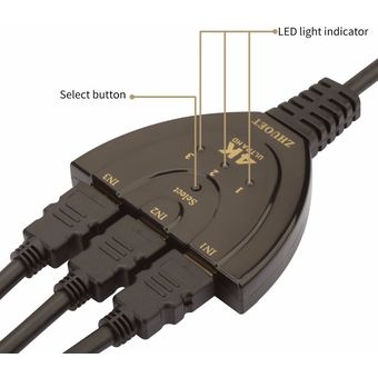 4K 3D Mini 3 Puertos HDMI-Compatible Switch 1.4b 4K Switcher-Negro 