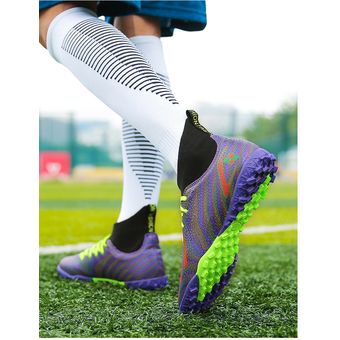 Zapatos de fútbol para hombre entrenamiento de caña alta Púrpura TF 