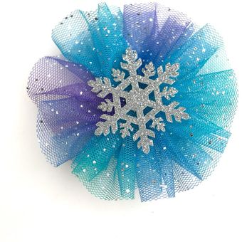 Colocación De Flores De Malla Estrella Azul Nieve Princesa 