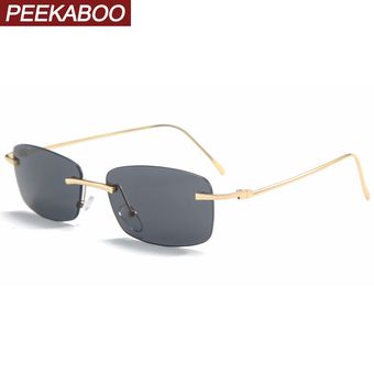 Peekaboo gafas de sol rectangulares sin marco Uv400 metalmujer 