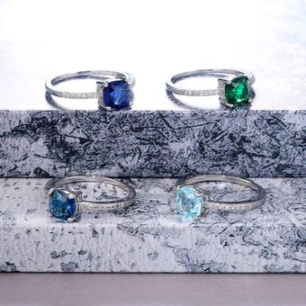 Classic Square Blue Stone Series Ring Para Los Adorados De Y 