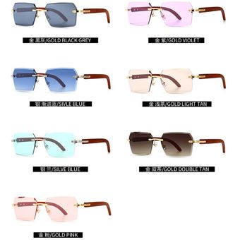 Lujo metal retro sin marco gafas de sol para ymujer 