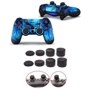 PS4 Skin Estampa Control Para Playstation 4 (Calaca Azul + Grips Pro)