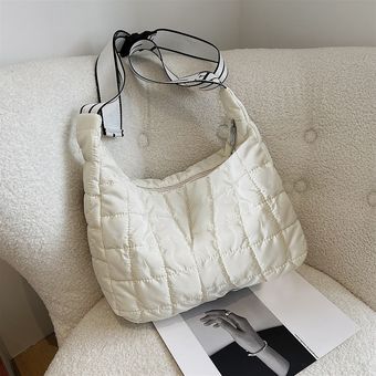 Bolso de hombro con patrón de celosía para mujer bolsa de algodón c 