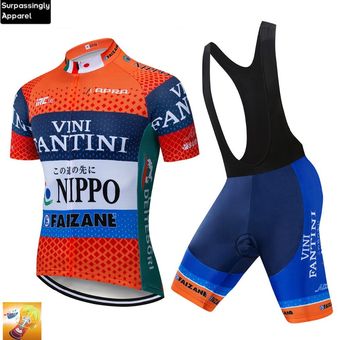 hombres verano equipo Pro VINI Ciclismo Jersey naranja bicicleta pan 