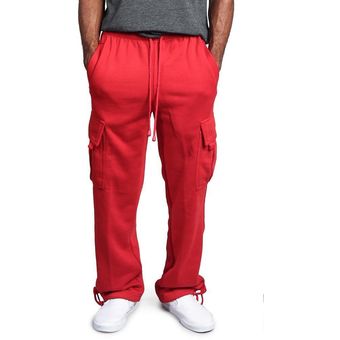 Pantalones rectos hombres sueltos pantalón de los hombres de Color sólido Pantalones Casual Pantalones deportivos de moda Hip Hop #BLACK 