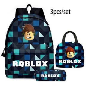 Mochila escolar Roblox 3 PCS Caja de almuerzo Bolsa lápices