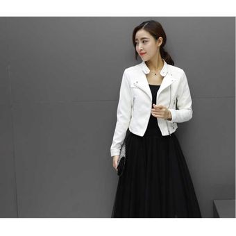 chaqueta pequeña de piel sintética co Chaqueta de cuero para mujer 
