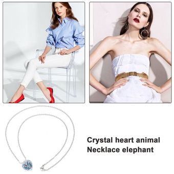 Regalo creativo del collar del collar femenino de elefante de cristal Corazón animal 
