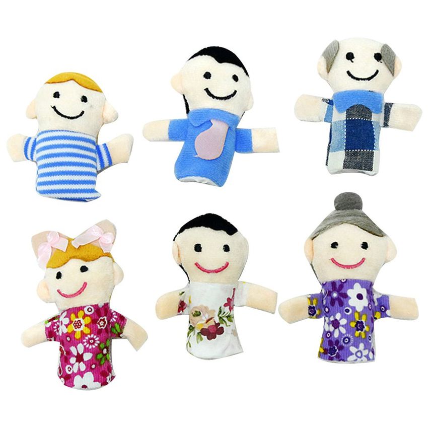 Marionetas del dedo Establecer marionetas del dedo linda familia feliz Miembro estilo suave felpa del bebé Tiempo de la historia de la Infancia Muestra Duración Escuelas Pack de 6 
