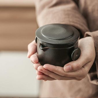 Juego de té de viaje taza rápida simple cerámica negra 