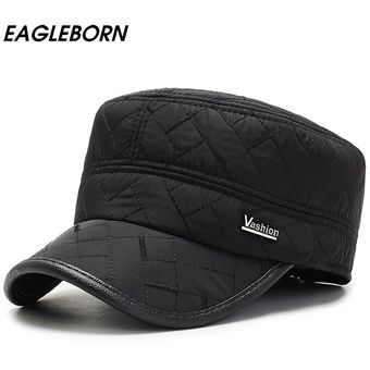 Gorro cálido de invierno para hombre,gorra militar con orejeras,gorras con parte superior plana,envío directo #Dark Grey 