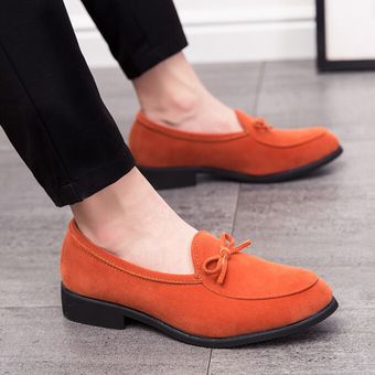 Mocasines De Ocio Para Hombre De Gran Tamaño 47 Zapatos De Vestir De Fiesta De Gamuza Naranja 