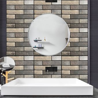 1 PC 4 Tipo de pared 3D Pegatina de azulejos de ladrillo autoadhesivo resistente al agua de baño Cocina Decoración DIY extraíble-503 