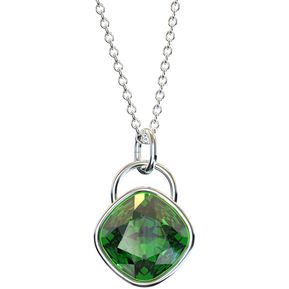 Collar para Mujer con Cristal Fino Europeo en forma de Rombo- Bañado en Rodio-Emerald