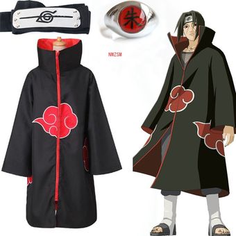 #Ring Anime Naruto Akatsuki vestido deDisfraz en forma de manto Uchiha Itachi anillo diadema regalos de hombres Sasuke capa traje del Carnaval de Halloween 