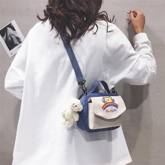 Bolso pequeño con colgante mujer solapa impresión de dibujos animados Nylon Crossbody Mini Bag 