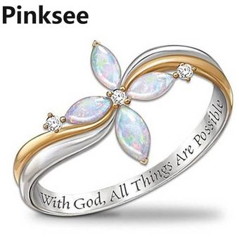 Deluxe Heart Cross Crystal Crystal Compromise Ring Women 