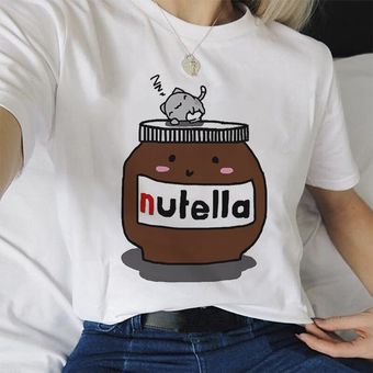 Camiseta estética Nutella camiseta blanca informal con estampado divertido de Tumblr para muje HON 