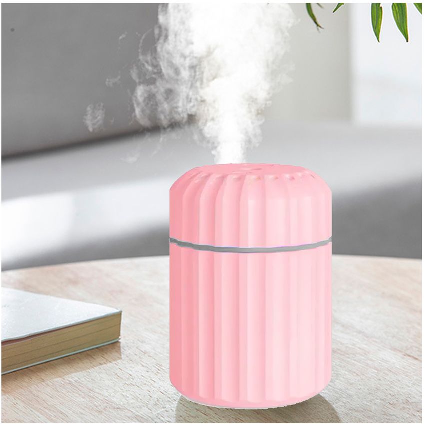 Mini humidificador de luz led con diseño de rayas - rosa