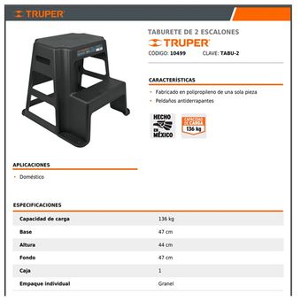 Taburete de 2 peldaños, Truper, Taburetes, 10499