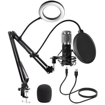 2021 E20 Pc micrófono Usb micrófono 6 pulgadas anillo brazo de luz 