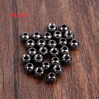negro 25 piezas de Moscas Cuentas Cuentas de tungsteno ninfa de cabeza de la bola 2  2,4  2,8  3,3  3,8  4,6 mm 