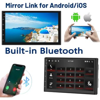 Pantalla táctil completa Radio de coche universal Android Sistema de  navegación GPS con cámara de visión trasera WiFi Bluetooth Mirror Link  Control del volante