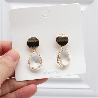 Pendientes De Cristal Transparentes Geométricos De Lujo De 