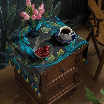 cubierta cuadrada para horno de m Paño de mesa de pavo real de lujo 