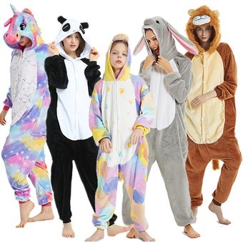 ropa de dormir de unicornio disfraces de Panda Cosplay Pijamas de franela para y adultos Invierno-close eye Pegasus 