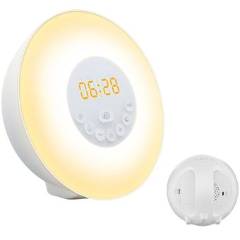 1pc 7 colores de Sunrise despertador despertador de luz LED FM Radio noche de la lámpara 