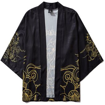Primavera Verano chaqueta Kimono para hombre 
