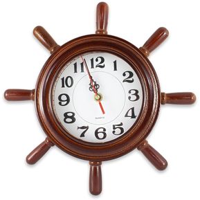 Reloj Análogo De Pared, Diseño Timón De Barco