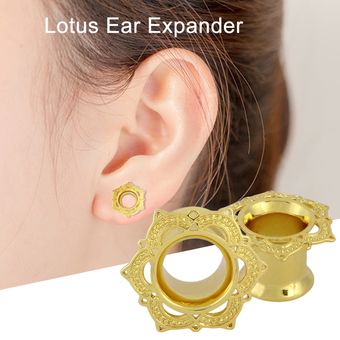 Lotus Ear Expansor Earles tapones Túneles Camilla Medidores Joyería Tribal Cuerpo y oro 