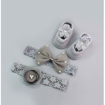 3 unidsset bebé recién nacido diadema calcetines lindo 