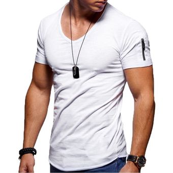 Camiseta con cuello en V para hombre,camiseta de culturismo para fit 