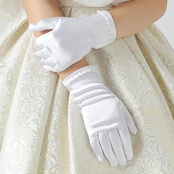 Guantes elásticos blancos para niñas lazo de encaje co ropa formal 